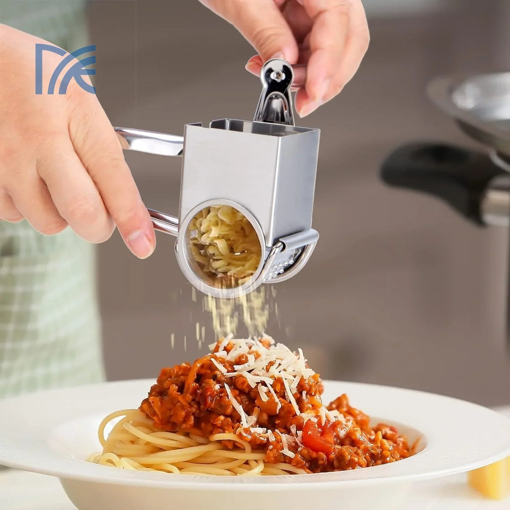 Hand Crank Rotary Cheese Grater Shredder, Stainless Steel Manual Kitchen Tool, 1pc