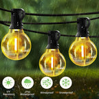 Solar G40 outdoor string lights with remote, shatterproof globe bulbs, IP65 waterproof, 10m 15 bulbs