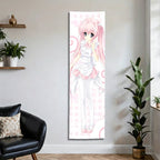 Kawaii Pink Nurse Anime Girl Vertical Tapestry, Long Wall Scroll, Cute Pastel Wall Hanging for Bedroom, Otaku Room Decor & Anime