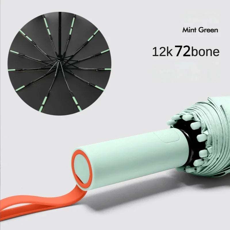 Super Strong Windproof Automatic Umbrella for Men and Women, 72 Bone, Large Rainproof, Sun UV Protection, Folding Rain Umbrellas