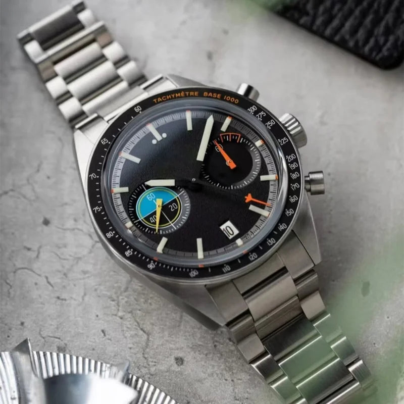 CILOA Men's Quartz Watch Waterproof Black Round Dial Casual Wristwatch