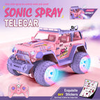 1:16 Pink remote control car DIY stickers music light spray off-road toy car Christmas gift