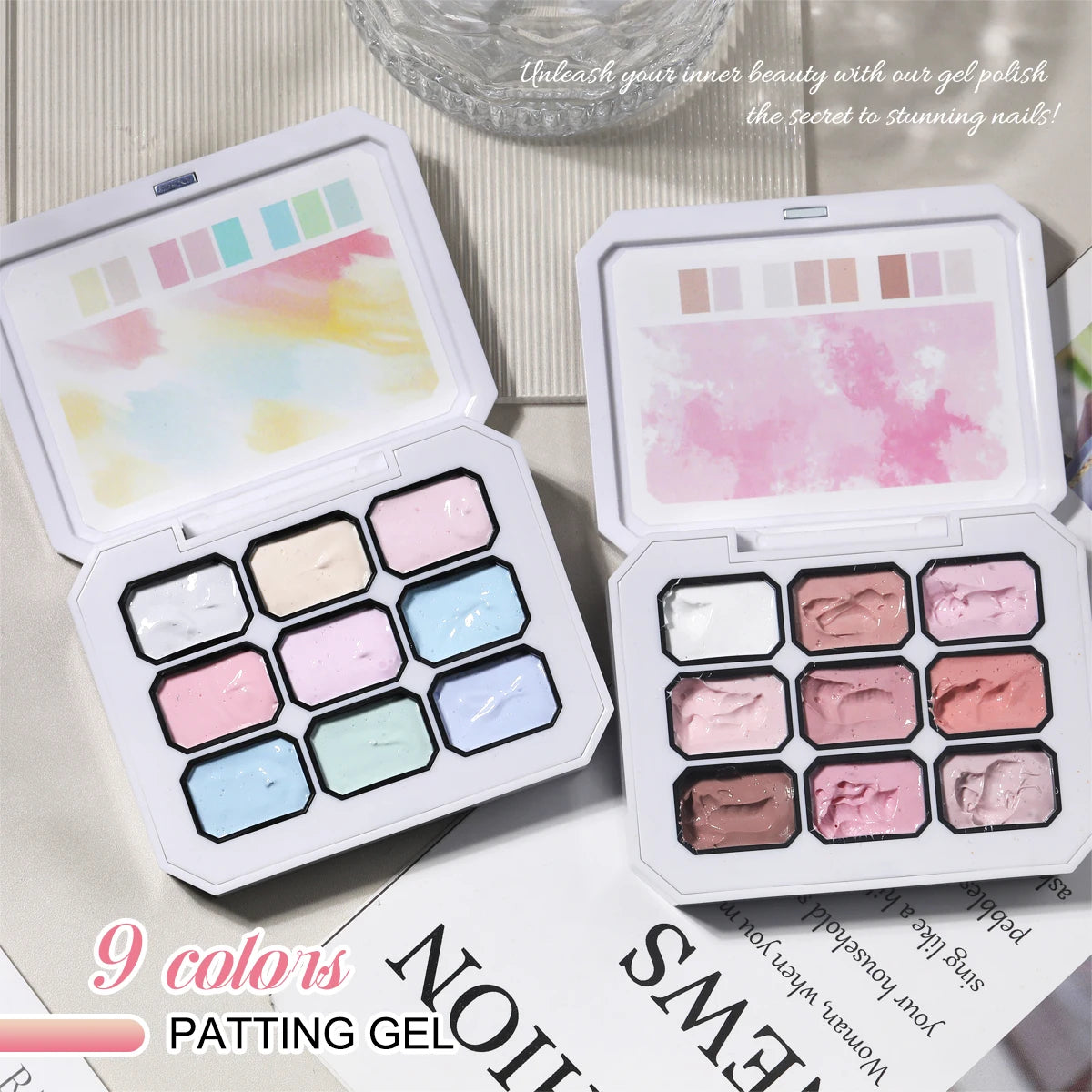 9-color solid nail polish, pink, Macaron painting glue, high saturation popular solid nail polish, used for nail art
