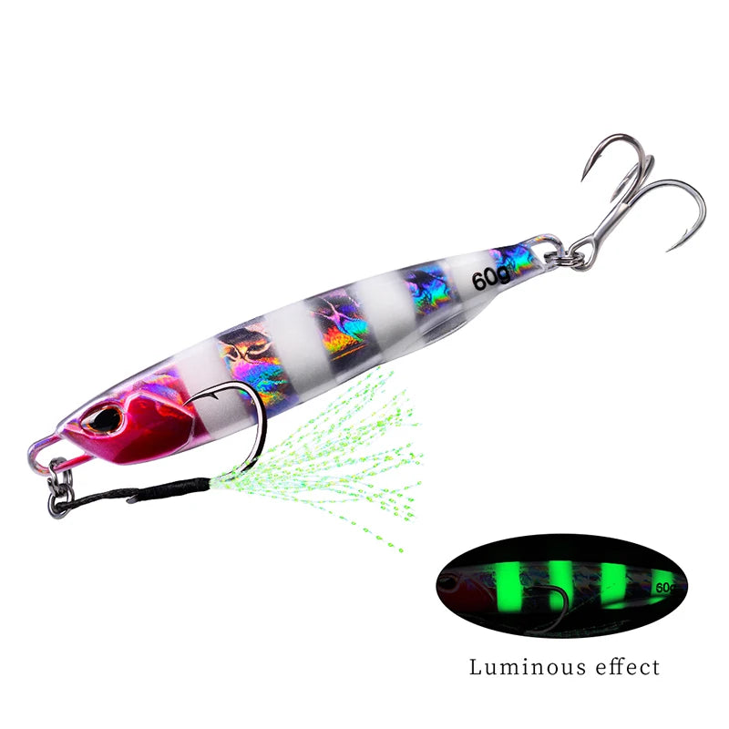 PROBEROS 8pcs Mixed Color Metal Jig 10G - 60G Artificial Baits Hard Baits Vibrant Fishing Lures for Freshwater & Saltwater