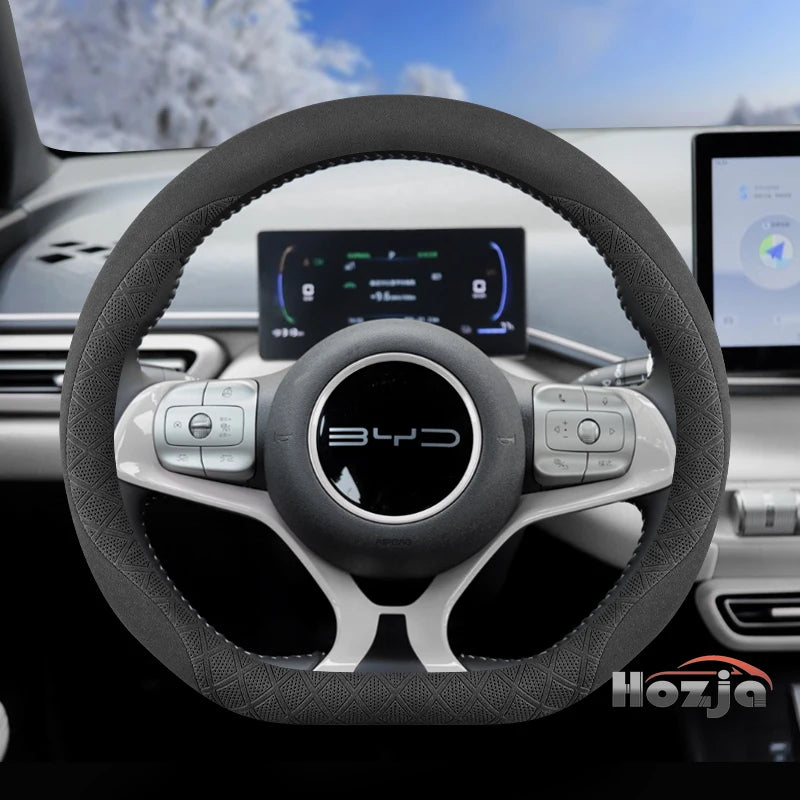 Leather Car Steering Wheel Cover for BYD Dolphin Mini Song Plus Pro Seagull King Yuan Up Sealion 7 Qin Plus 2026 Accessories