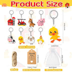 16 set  farm animal party gifts with keychain kraft paper label white transparent hard gauze bag birthday school carnival reward
