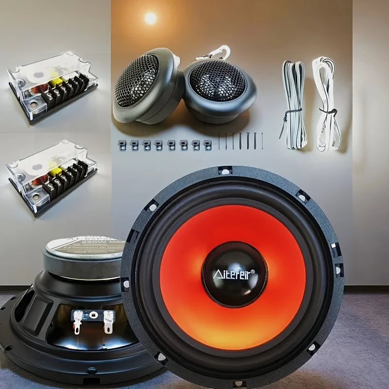 Universal 6.5 Inch Car Audio Upgrade Kit - 2-Way 440W Coaxial Speakers with Passive Crossover, Quick-Connect Terminals for Most Vehicles 2005+
