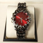 Men's Vintage Flame Design Alloy Watch Punk Quartz Wristwatch with Date for Men Unique Dragon Style Casual Waterproof Clock