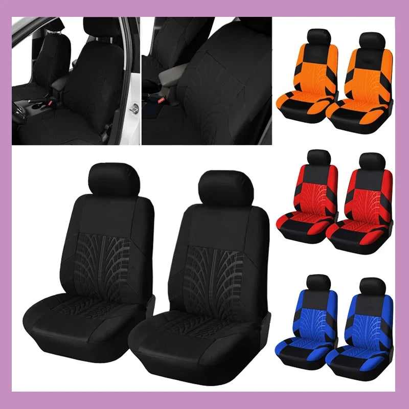 2pcs Universal Front Car Seat Covers Set - Color Options Beige Black Blue Gray Red