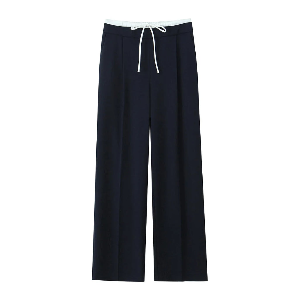 Willshela Women Fashion Solid Lace Up Side Zipper Straight Pants Vintage High Elastic Waist Female Chic Lady Trousers