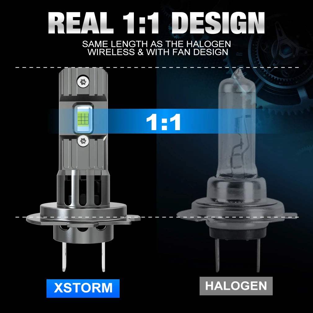 XSTORM H7 LED headlight bulb kit 6500K white 12V 100W 25000lm CSP mini 2pcs