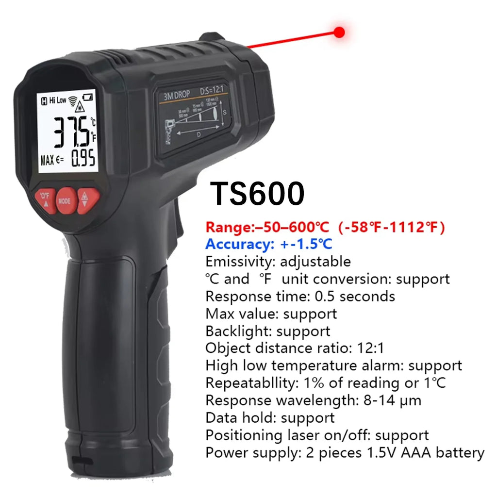 Mestek Digital Infrared Thermometer Non-Contact IR Laser Temperature Gun -50 to 800 C