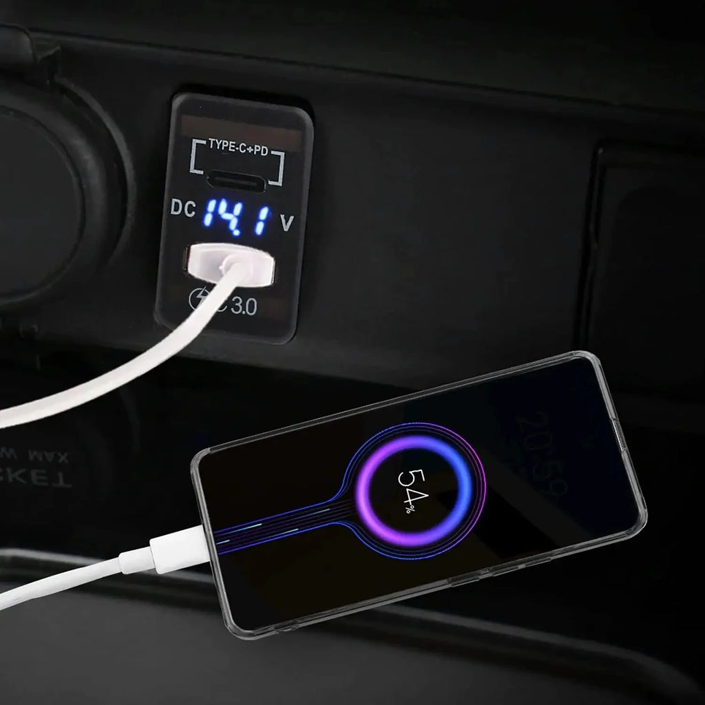 USB Car Charger Socket Quick Charge 3.0 & PD USB C Port Power Outlet Adapter for 12V/24V Toyota Vehicles
