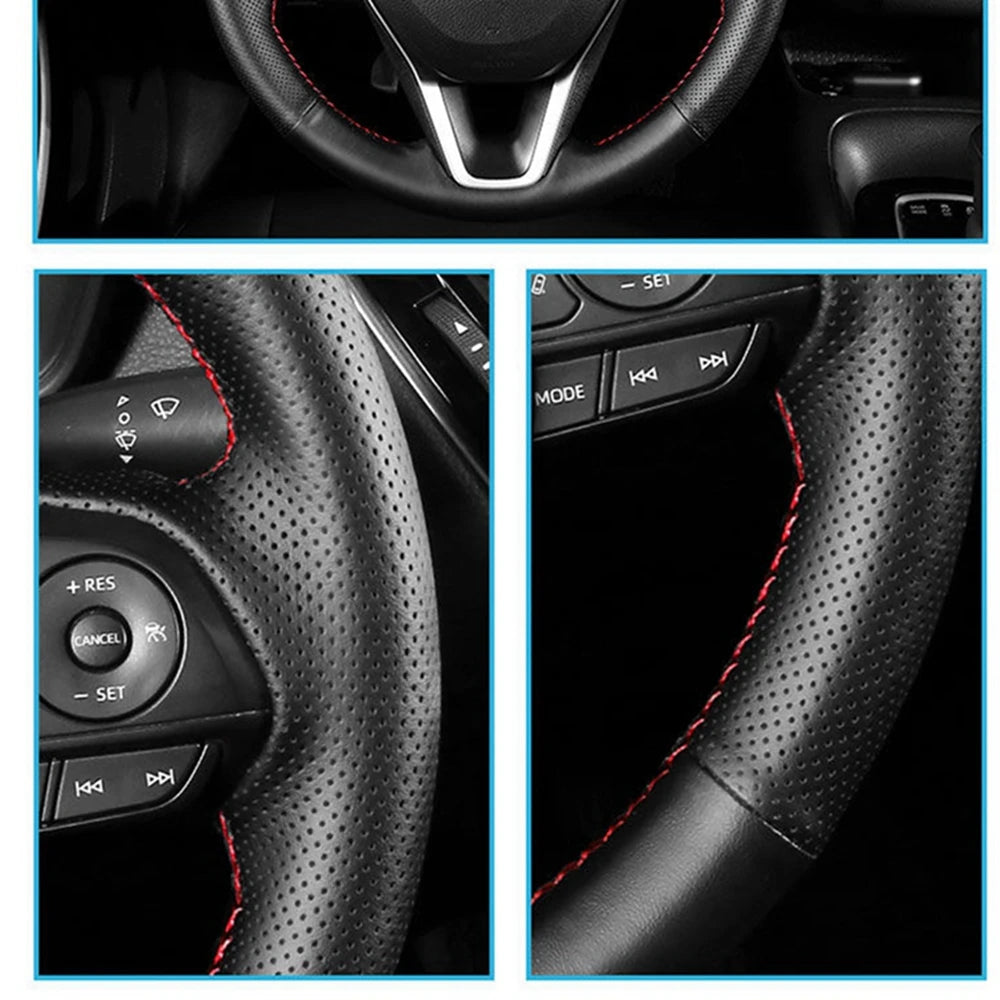 Steering Wheel Cover Hand-Braided Perforated Leather for BMW 3/5 Series E46 E39 M3 M5 Black
