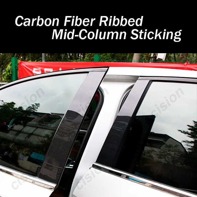 10x Carbon Fiber Black Car Window Door Column B C Pillar Post Cover Trim for Toyota RAV4 XA50 2019-2022 Mirror Effect PC Sticker