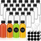 16 Pack 2oz Mini Reusable Plastic Ginger Shots Bottles Leakproof Juice Shot Bottles with Lids for Juice, Oil and Liquid Samples