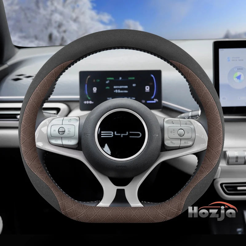Leather Car Steering Wheel Cover for BYD Dolphin Mini Song Plus Pro Seagull King Yuan Up Sealion 7 Qin Plus 2026 Accessories
