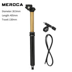 MEROCA Wire-Controlled Dropper Seatpost 405mm, 27.2/30.9/31.6mm, Black Gold Aluminum