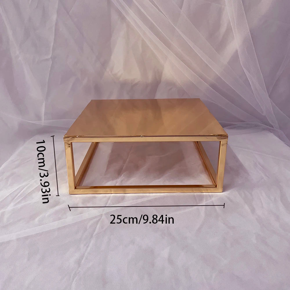 Gold Metal Cake Stand Set Round or Square Dessert Display Pedestal, 2pcs/3pcs or Single