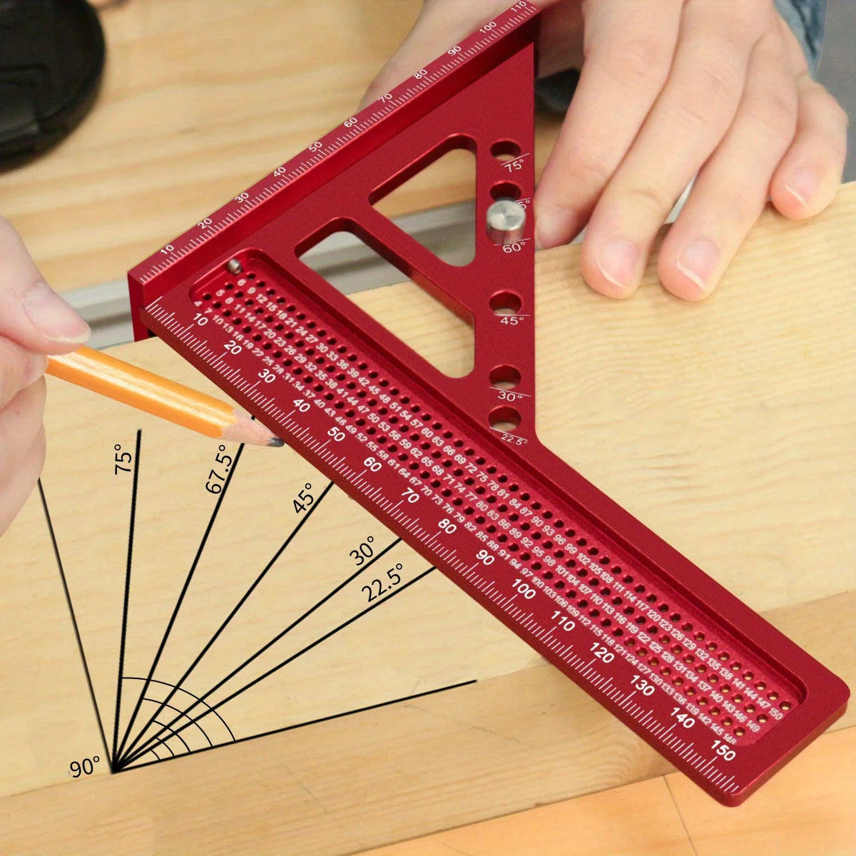 3D Measuring Ruler Aluminum Alloy Woodworking Square Protractors Triangle Layout Measuring Tool  Multipurpose Measuring Ruler