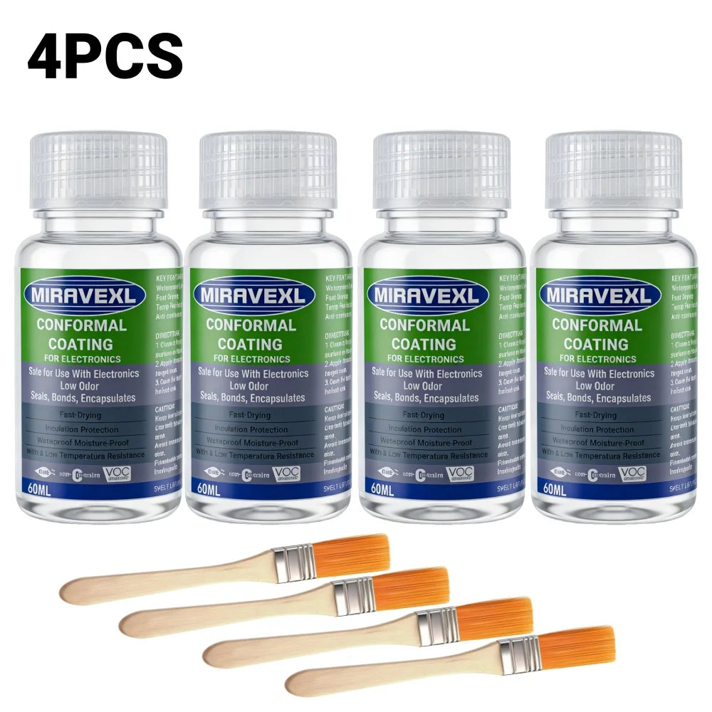 PCB conformal coating clear waterproof insulating varnish with brush, 1pc-6pc