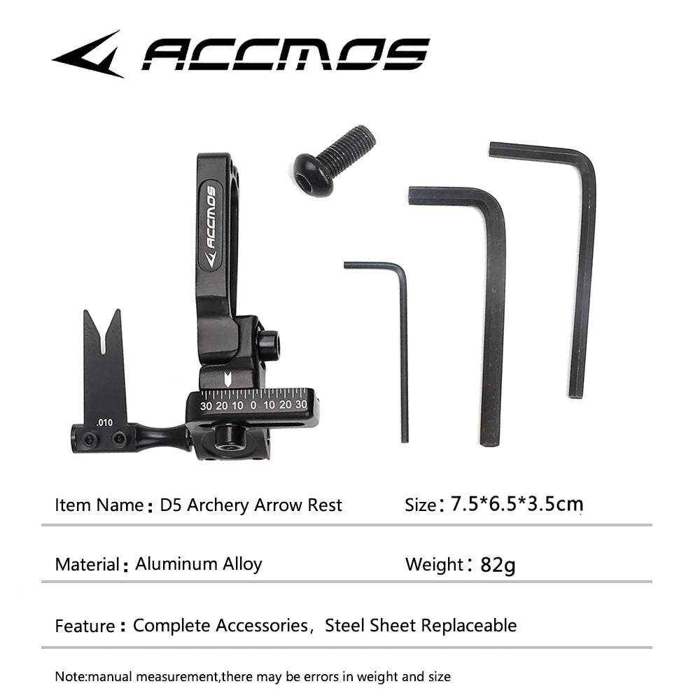 ACCMOS Compound Bow Arrow Rest D5 Steel Sheet Archery Arrow Rest Aluminum Alloy Hunting Shooting Accessory