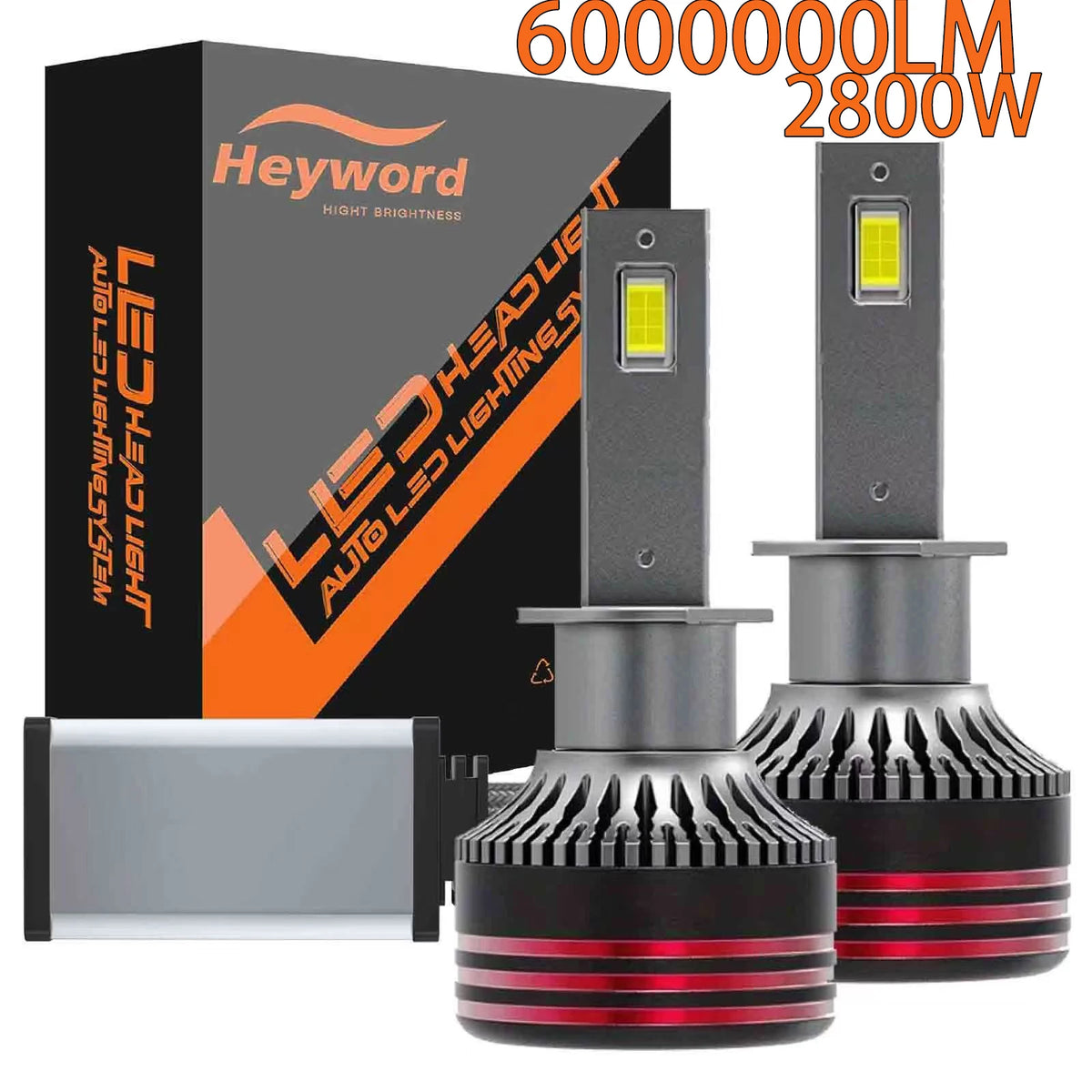 Heyword 2800W 6000000LM PLUS H7 H11 H1 H4 Led Headlight Bulb 6000K LED HB3 HB4 Double Copper Tube Led Light Kit for Car 12V 2PCS