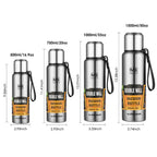 304 Stainless Steel Thermos Bottle Large Capacity Vacuum Flask Insulated Tumbler with Rope for Tea Drinks Cold and Hot  Water