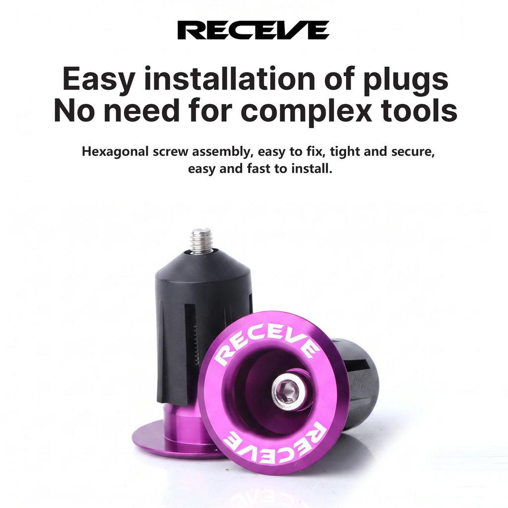 RECEVE Folding Bike Lock-On Handlebar Grips with Aluminum End Caps, 3D Printed