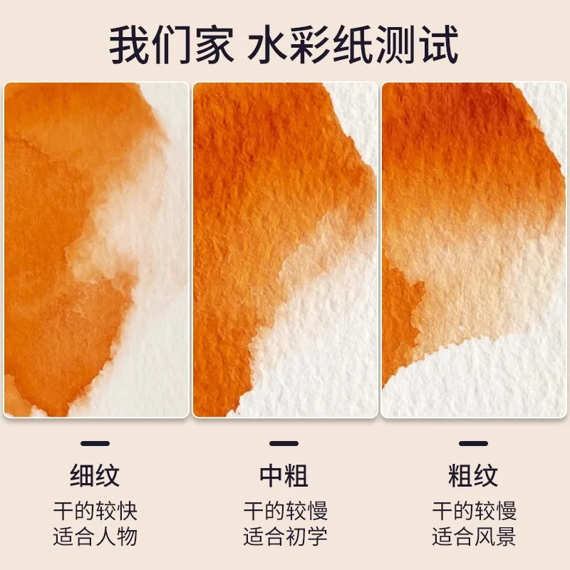 20 Sheets Baohong 300g Watercolor Sketchbook 100% Cotton Natural White Large 14.9x5.1 inch Landscape Water Color Paper Block