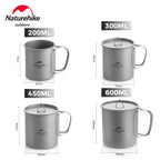 Naturehike Outdoor Titanium Cup Lightweight Portable Tea Coffee Cup Folding Handle Camping Water Mug for Hiking Travelling