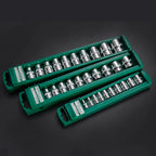 Hex Socket Wrench Head Set 1/4 3/8 1/2 Short Long Socket Deep Nut Driver Sleeve Spanner End Ratchet Tool With Holder