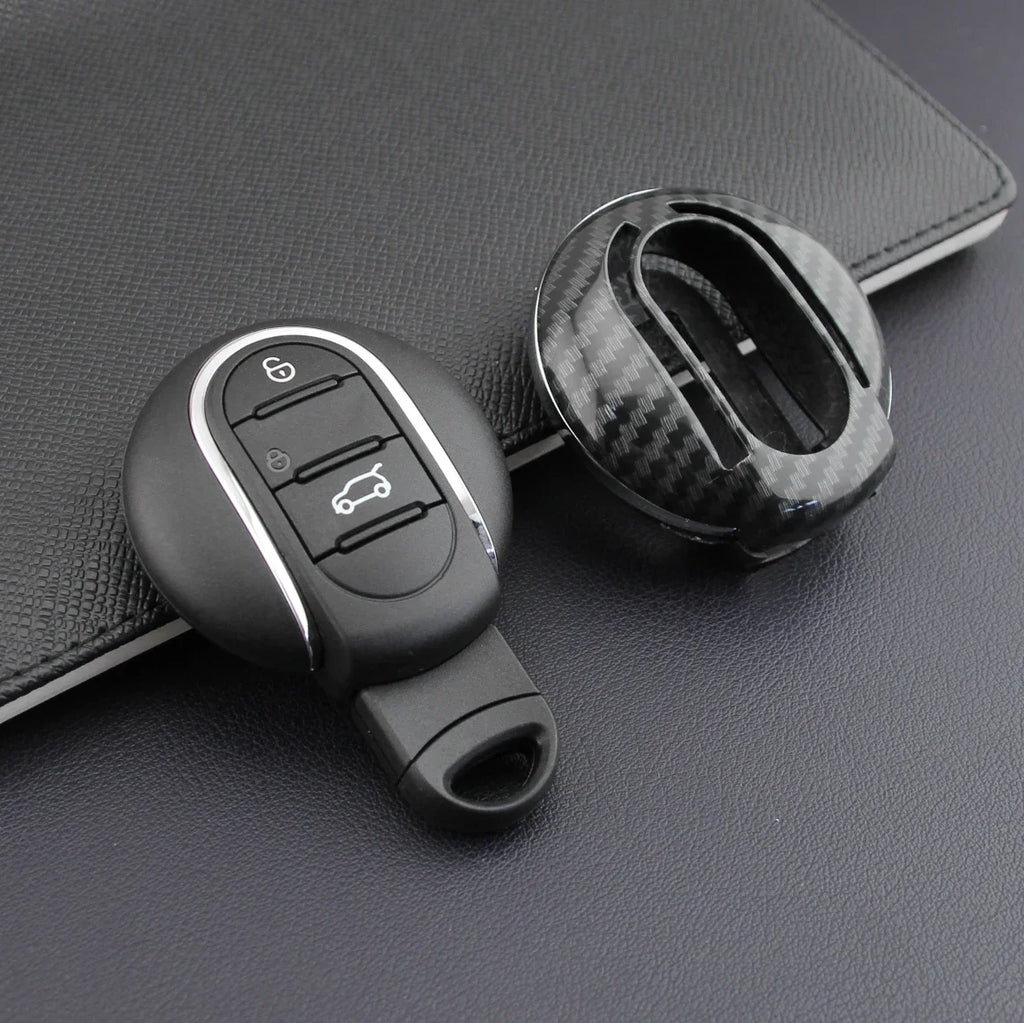 Carbon Fiber Car Key Fob Cover Case Chain Ring For Mini Cooper S One Countryman Clubman F54 F55 F56 F57 F60