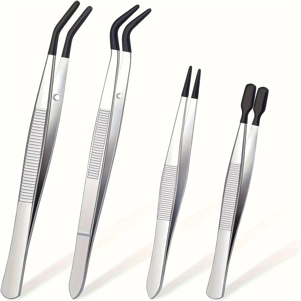 Stainless Steel Tweezers High-End Stainless Steel Plastic-Coated Tweezers For Eyelash Extension Assistance Coin Stamp Clips