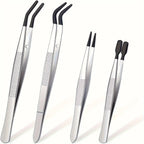 Stainless Steel Tweezers High-End Stainless Steel Plastic-Coated Tweezers For Eyelash Extension Assistance Coin Stamp Clips
