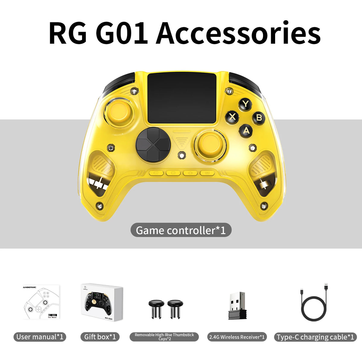 Anbernic RG G01 Retro Games Controller Hall Effect Triggers 2.5D Curved IPS Screen 2100mAh XBOX Gamepad for PC Android IOS Steam