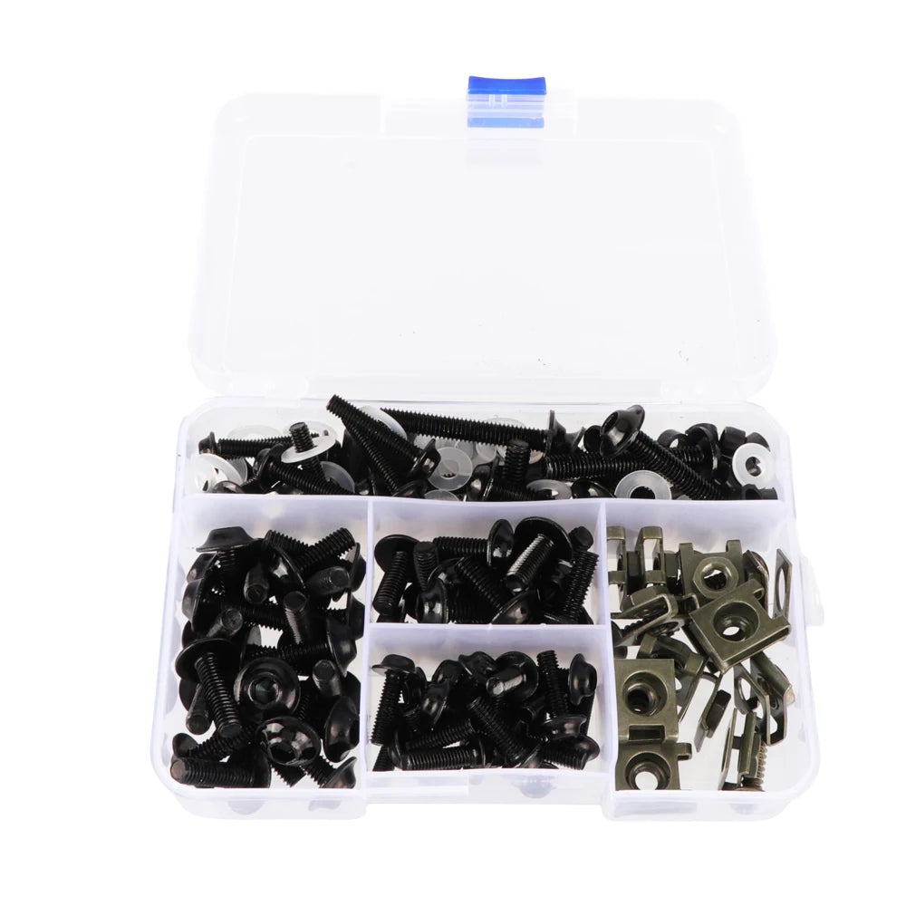 Motorcycle Fairing Screw Kit 177pcs Aluminum Windshield Cover Bolts Set, Blue