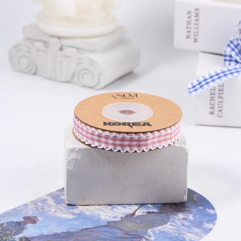 Kewgarden 10mm 25mm 38mm 1" 1.5" Plaid Ribbon DIY Hair Bows Accessories Clothing Sewing Materials Handmade Tape Crafts 10 Yards