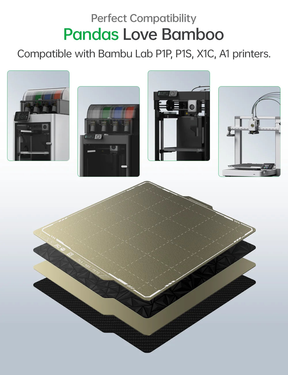 BIGTREETECH Panda Build Plate 256MM 180MM CryoGrip Pro Cool Plate PEI PEO Honeycomb Houndstooth For BambuLab P1 A1 X1 A1 MINI