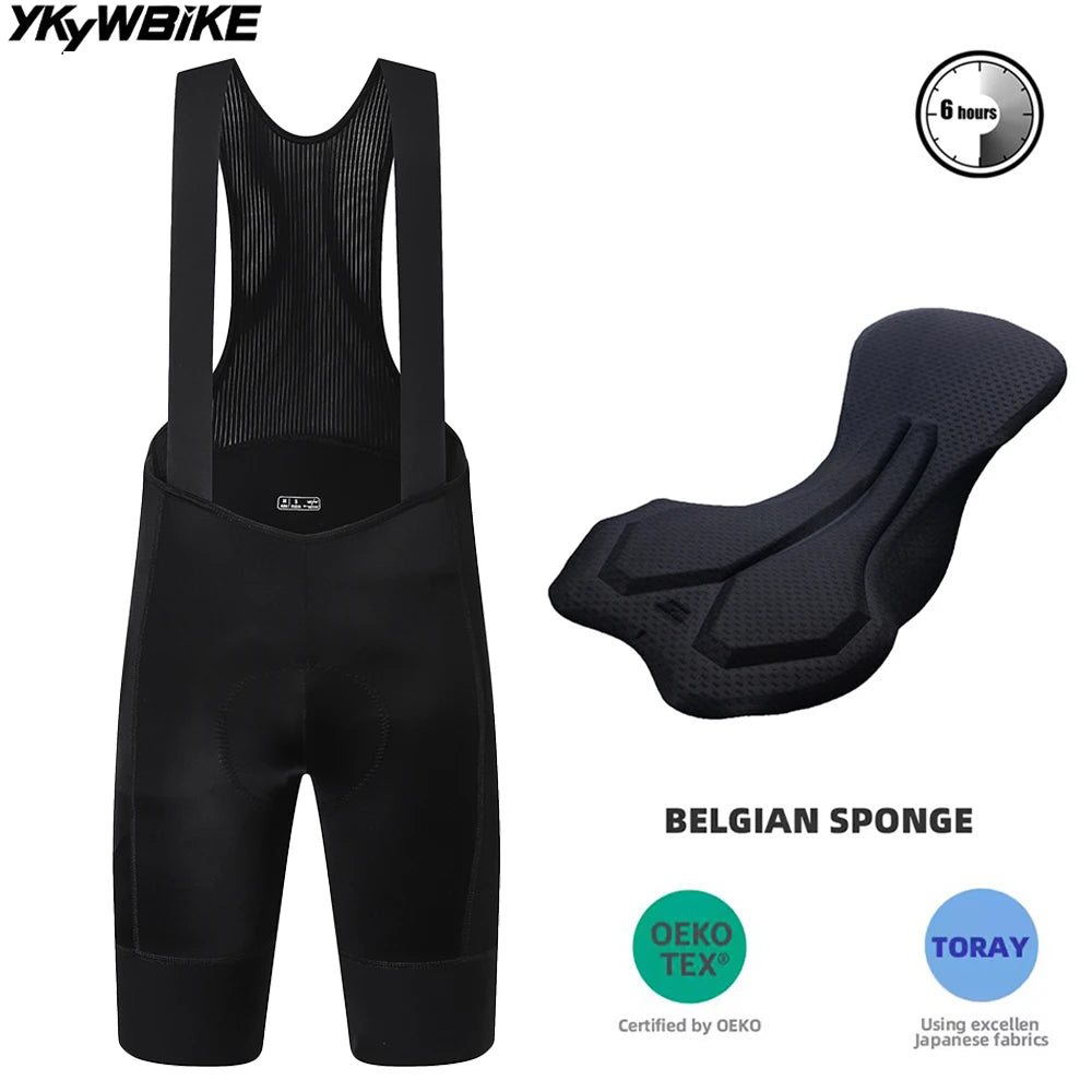 YKYWBIKE Men's Cycling Bib Shorts with Italy MITI Straps Road Bike Bib Pants Belgium and Interface Padded Bicycle Shorts MTB Pro