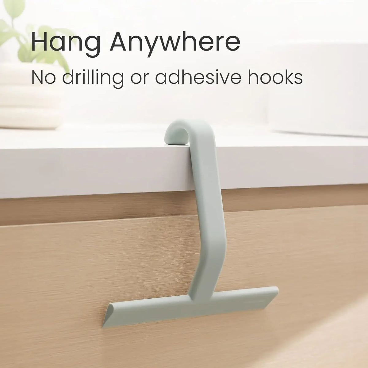 10"Just Hang Shower Squeegee for Glass Doors, All-One-Piece Silicone with Built-in Hook Design for Easy Hanging and Cleaning