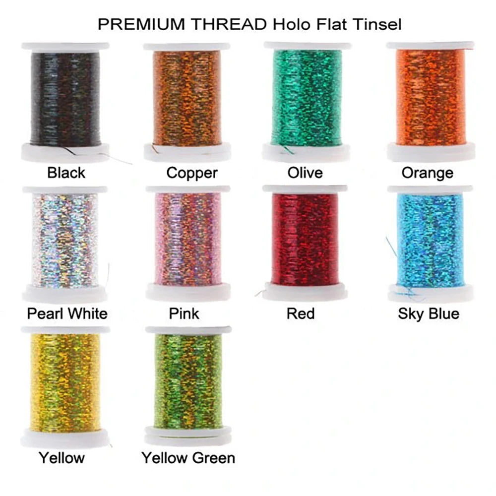 Premium Fly Tying Thread Material for Flies Holo Flat Thread 10 Colors