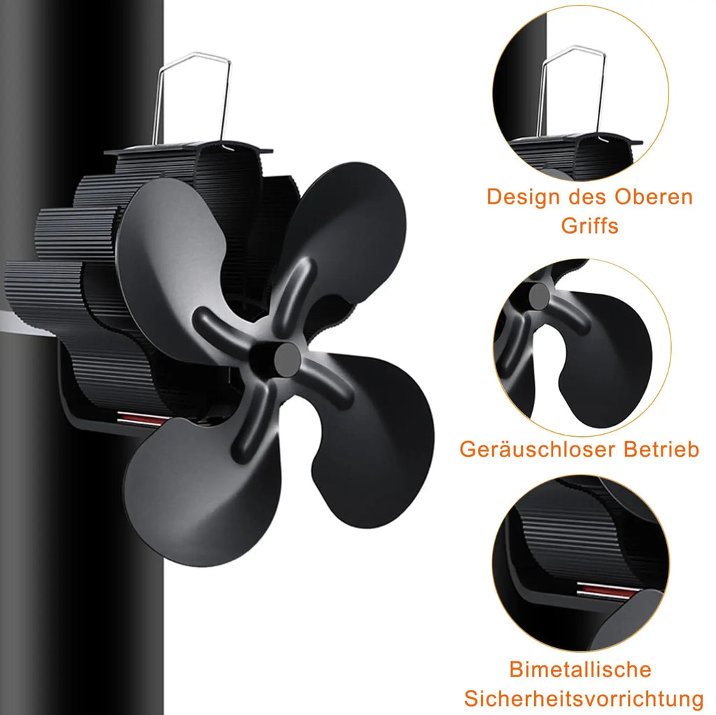 Magnetic Heat Powered Wood Stove Fan for Chimneys and Pipes Efficient Heat Circulation Suitable for Wood/Log Burner/Fireplace