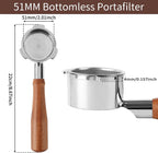 51mm Bottomless Espresso Portafilter Beech Wood Handle for Linea Classic EM450M, CM5418