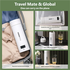 HOMEFISH 450ML Electric Kettles Portable Tea Coffee Kettle Travel Boil Water Thermal Cup Anti-Scald Water Bottle English Menu