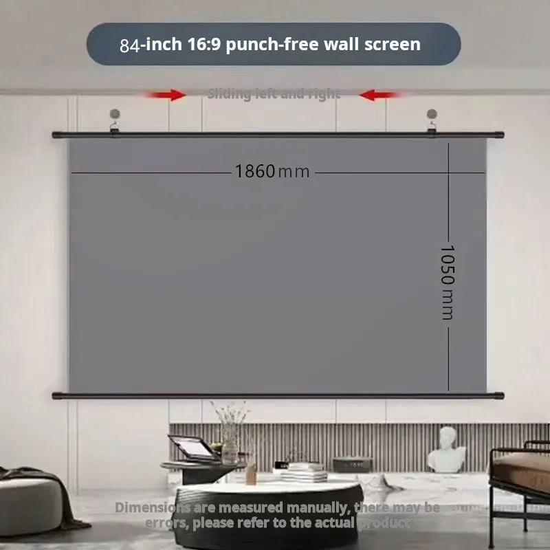 XIAOHUI Anti-light Thick HD Projector Screen 16:9 No-hole Wall-mounted Home Projection Screen 60/72/84/92/100/110/120/133inch