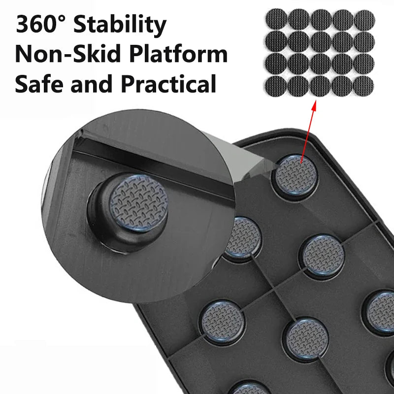 Foldable Push-Up Board Set with Handles, Color-Coded Positions, Black