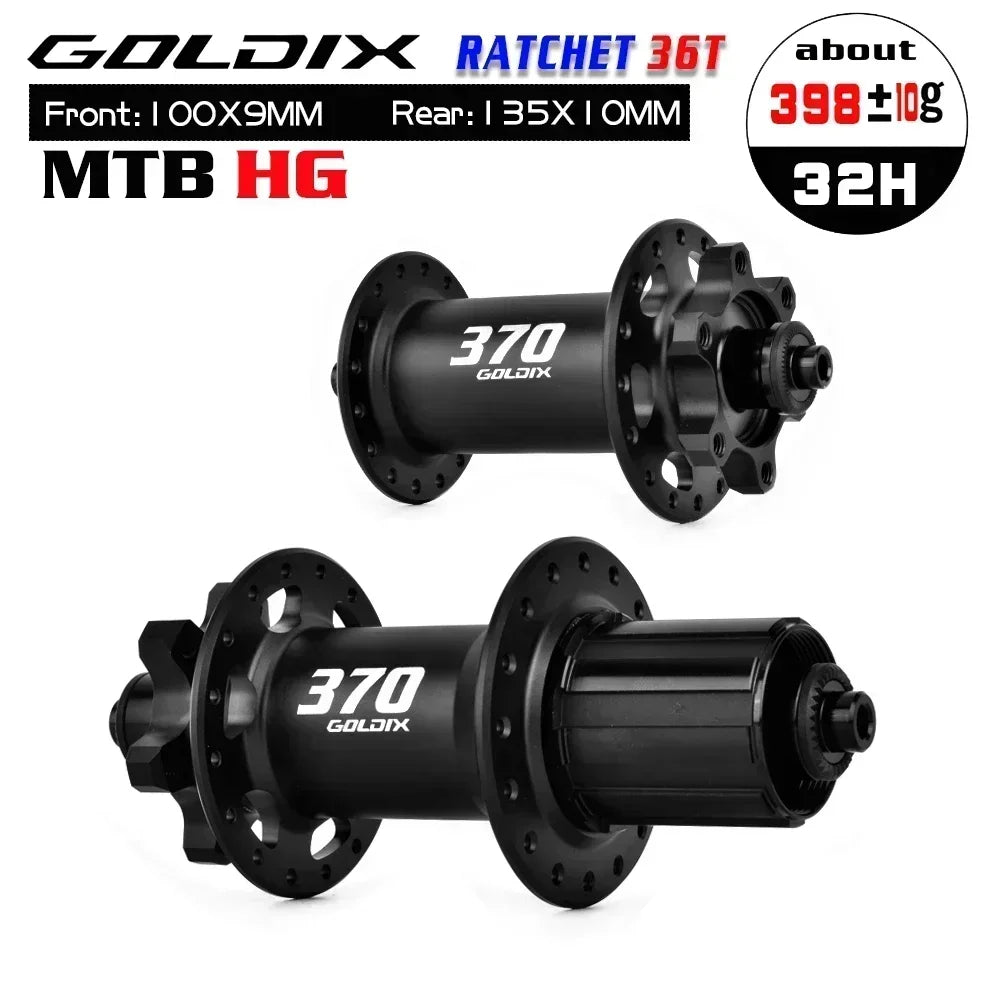 GOLDIX GDX370 32H Bicycle Hub Sealed Bearing 6-bolt Disc Brake J-Bend 32 Holes Ratchet 36T BOOST MTB Hub for Shimano SRAM