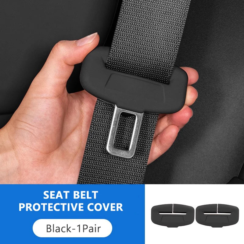 SEAMETAL Car Seat Belt Buckle Protector Cover 2Pcs Soft Silicone Anti-Collision Case Universal Seat Belt Buckle Protection Cover
