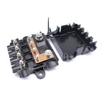 Fuse Holder For 1x-MEGA + 4x -MIDI Fuses With Busbar & Protective Cover High Strength ABS Stable Current Distribution -Universal